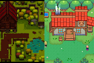 do pixel art background topdown rpg game environment tileset, tilemap game asset