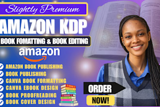 proofread, canva book design, ebook formatting, KDP layout and book cover design