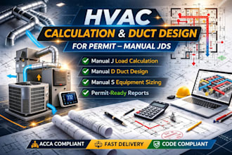 perform hvac manual j, d and s load calculation for permit