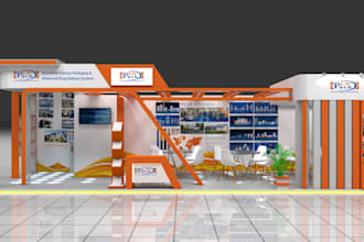 do create attractive 3d model, stall design, booth design,