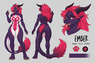 draw furry reference sheet, fursona ref sheet, nsfw anthro character oc design