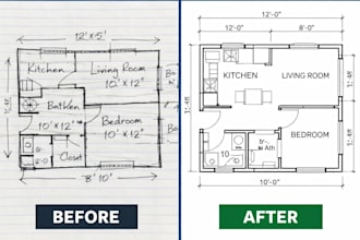 convert PDF, hand sketch and image to autocad 2d drawing