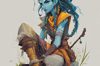 do a fantasy character art and character