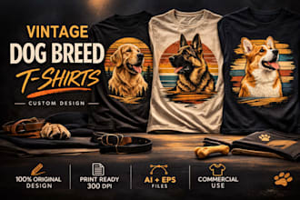 design vintage dog breed t shirt for pet lovers and pod
