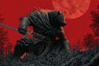 draw custom dark berserk style art in high quality