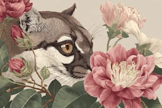 draw an animal and botanical illustration