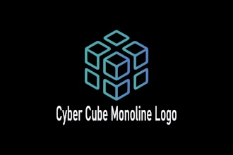 create modern minimalist monoline logo design for tech startup