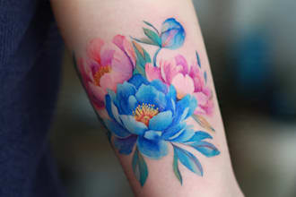 create a beautiful watercolor flowers tattoo design for you