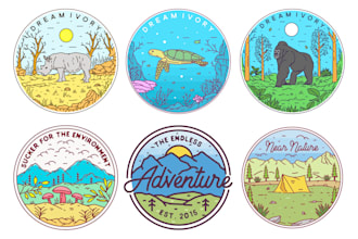 create vintage retro monoline badge, logo design