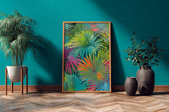 design abstract printable tropical palm leaf wall art