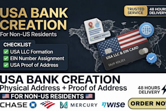 create USA bank account, proof of address, for non US resident bank creation