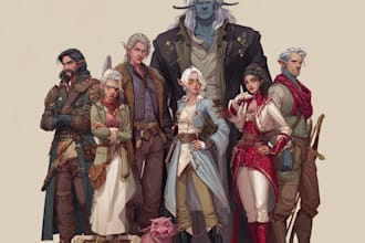 design a dnd party art and group art