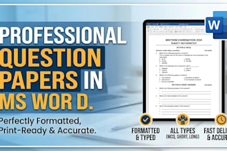 create question paper in ms word for you