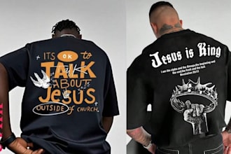 create custom anime, christian and topography tshirt design for print on demand