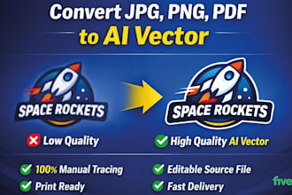 convert jpg, png, PDF to editable ai vector file