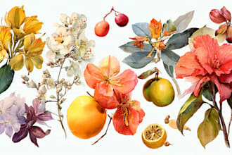 digital watercolor illustration of flowers
