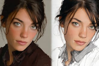 paint realistic or cartoon digital portraits