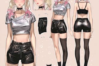 draw cute anime chibi art character design for pfp, sticker, and sheets