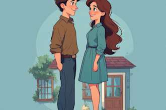 make romantic couple portrait illustration