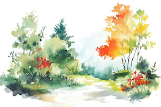 draw a watercolor landscape illustration