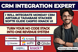 integrate monday CRM airtable tadabase stacker softr glide caspio knack UI