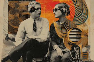 design abstract digital collage art, photo collage, album cover