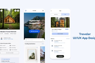 modern travel app UI UX for ios and android in figma