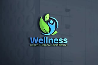 design health and fitness, yoga, meditation and wellness logo