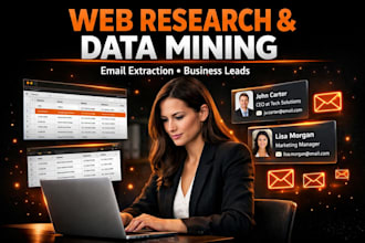 do web research and internet data mining with email extraction and business lead
