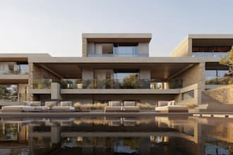 relayout cgi tropical villa,farmhouse exterior,outdoor living area,garden render