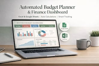 automated excel vba spreadsheet, budget planner google finance tracker for etsy