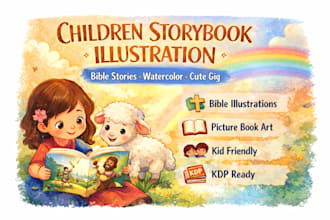 create bible story children storybook bible illustration watercolor bible themed