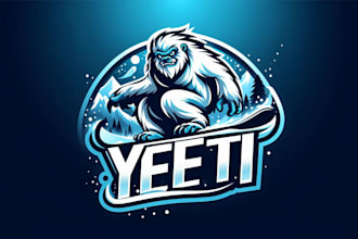 make unique yeti snowboarding logo for your business within 14 hrs