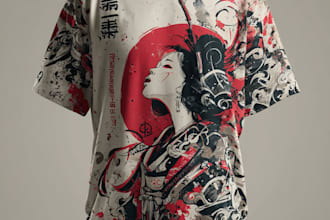 design a japanese ink style tshirt