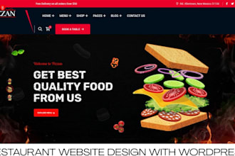 design responsive restaurant website with online ordering and menu online bookin