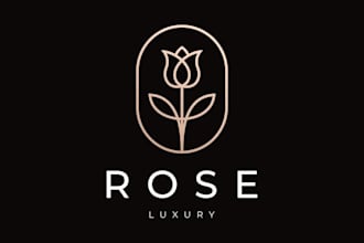 design a modern rose flower, floral, botanical, elegant, feminine logo