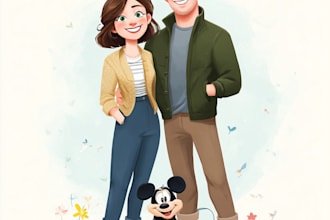 turn your photo into a disney princess portrait or couple portrait