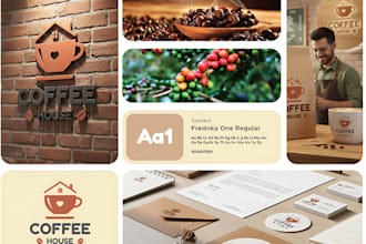 create coffee mockup, packaging logo, and label sticker