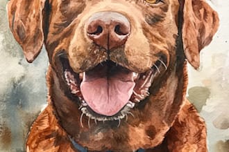 draw pet portrait, dog, cat