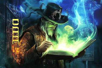 illustrate a stunning fantasy or scifi book cover for you