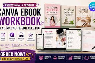 design canva ebook, canva work book, lead magnet ebook, editable pdf