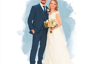 design couple portrait wedding portrait illustration