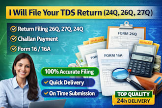 handle tds return 24q 26q 27q and prepare tds challan