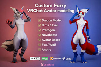 create vrchat furry avatar vrc avatar commission vr character 3d vtuber model