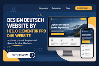 design deutsch wordpress website by hello elementor pro, divi wordpress website
