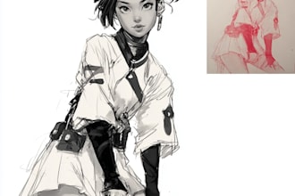 draw your anime oc or bust up character in japanese style