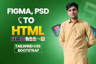 convert figma to html PSD to html with bootstrap tailwind