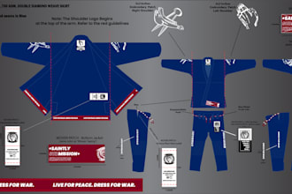 design martial arts factory ready techpack for manufacturing