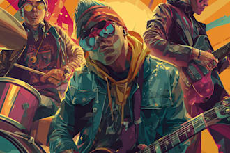 create bold music cover illustrations for bands and artists