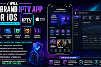 rebrand iptv app for IOS with control panel to manage dns